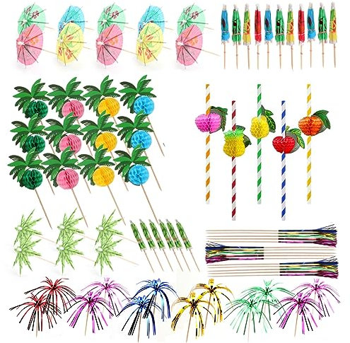 120PCS Cocktail Accessories for Drinks Reusable Cocktail Umbrellas Decoration for Drinks Cocktail Decorating Supplies with Cocktail Sticks Paper Umbrella for Food Drink Summer Party
