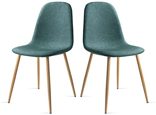 Mc Haus Elva Türkisgrün x2-2er-Pack Esszimmerstühle, nordisches Design mit gepolstertem Sitz und ergonomischer Rückenlehne