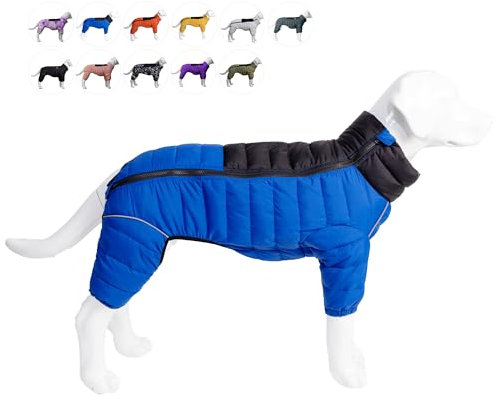 Hundemantel, warme Hundejacke, 4 Beine bedeckt, wasserdicht, Winddicht, reflektierende, warme Hundeweste, Hundeschneejacke für kleine, mittlere und große Hunde.Blue 2XL