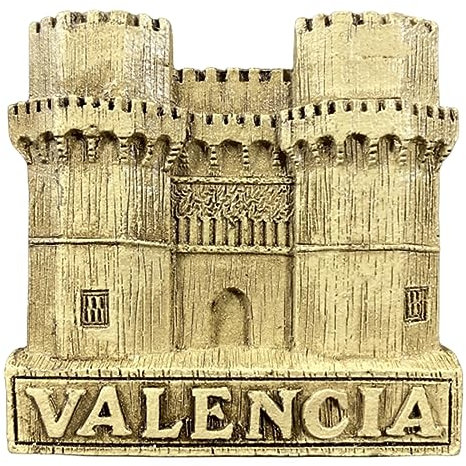 Imán 3D para nevera, diseño de Torres Serranos Valencia España, recuerdo de viaje, decoración de nevera, calcomanía magnética para decoración de nevera, colección artesanal
