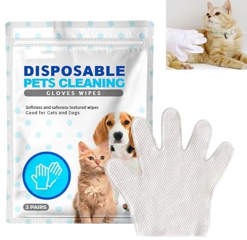 GNAUMORE Disposable Pet Cleaning Glove Wipes,Dog Wipes Gloves Wash Free Gloves,Wash Free Wipes Dog Cleaning Gloves Wipes,Gentle Deodorizing Pet Finger Wipes,Multifunctional Quick Bath Dog Wipes
