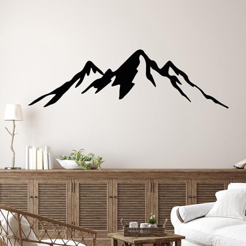 GRAZDesign Wandtattoo Berge Camping, Camper, Reise für Wohnzimmer, Flur, Innen und Außen - 101x30cm / schwarz