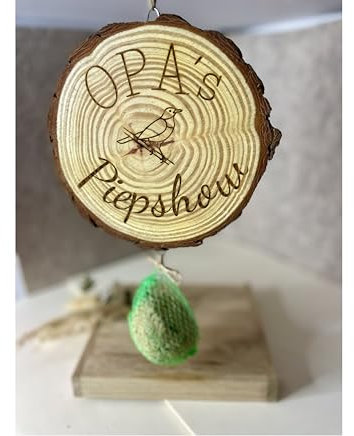 Opas Piepshow lustige Geschenkidee für Opa Papa Enkel Vogelhaus Vogelfutter Meisenknödel Baumscheibe 16-17cm (einseitig graviert, ungeölt)