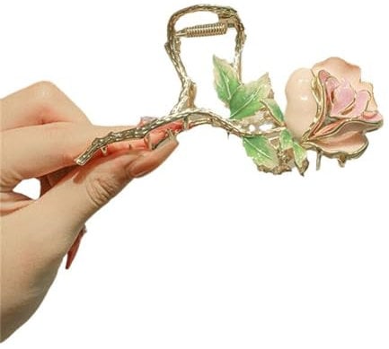 yangzerang Rose Flower Hair Claw Clips Metal Hair Clips Floral Hair Clips Women for Straight Curly Long Thicken Hair Non-Slip Hair Jaw Clips for Women Girls Trendy Hair Accessories