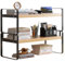 Hggzeg Schreibtisch-Regal-Organizer, 2 Etagen, Holz, Schreibtisch-Bücherregal, Mehrzweck-Bücherregal, Aufbewahrungsregal für Zuhause, Büro, Schule (Schwarz + Holzfarbe)