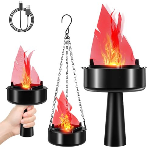 Aceshop 3D LED Fake Feuer Flammen Effekt Licht USB Wiederaufladbar Elektrische Gefälschte Lagerfeuer Lampe LED Künstliche Feuer Lampe LED Künstliche Feuer Lampe für Halloween Weihnachten Dekor