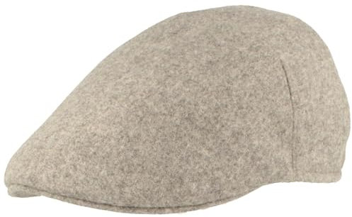 Breiter Schiebermütze Herren Flatcap 100% Wolle - Grau XL