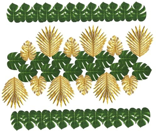 Banziaju Künstliche Tropische Blätter künstliche Palmblätter Tropische Blätter Dekorationen Jungle Beach Hawaiian Luau Party Lieferungen 48pcs