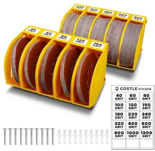 125mm Schleifscheiben Aufbewahrungsbox – Set aus 10 Boxen, Gelb, Platzsparend, Stapelbar, mit Körnungs-Kategorisierung für Werkstatt und Exzenterschleifer Zubehör