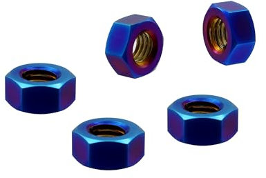 RISON-Titanium Écrou Hexagonal en Titane M7, Écrous Hexagonaux et Mecaniques DIN 934, Ecrou Frein Hexagonal de Blocage pour Vis, Boulons Filetés & Tiges Filetées, 5 Pièces