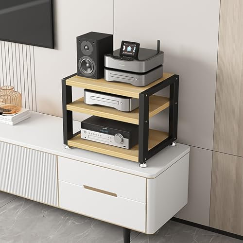 Multifunktionales Ablageregal Audio-Rack Vintage Plattenspieler-Ständer Medienregal Beistelltisch Plattenspieler Regal mit Aufbewahrung für Wohnzimmer Aufnahmestudio Spielzimmer.(Wood color,45x35x35.5