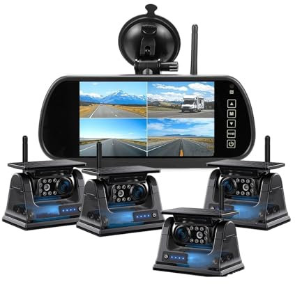 Reverse Camera Monitor Magnetic Mount Rear View Backup Camera For Truck Digital Wireless 7 Inch Quad Monitor DVR Video Recording Car Reversing Camera