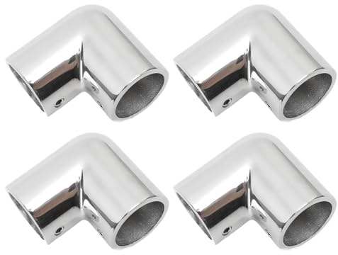 4 Pièces 2 Voies 90 Degrés Raccord de Main Courante de Bateau 25mm Connecteur de Joint de Tuyau coudé en Acier Inoxydable pour Yacht Bateau Main Courante Coude Raccord
