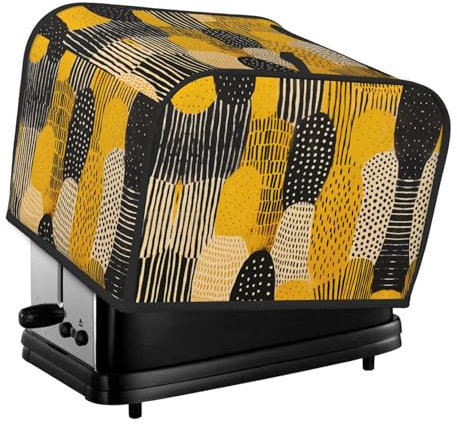 Housse anti-poussière jaune moutarde et noire pour grille-pain à 4 tranches - Convient à la plupart des grille-pain standard