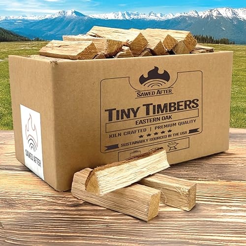 The Tiny Timbers USDA Grade Kiln Dried Hardwood for Table Top Fire Pit and Pizza Oven | Compatible with Solo Stove Mesa & Mesa XL | 5 Splits | USA Sourced | 6 lb. | 400+ cu. in. | Eastern Oak