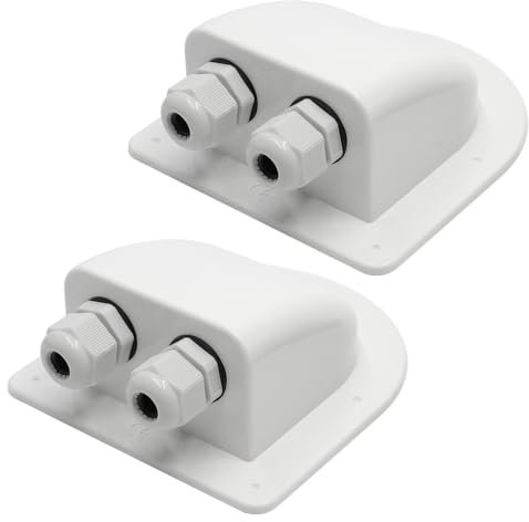 GOIYZTTR 2 Pezzi Passacavo Solare Impermeabile IP68 Pressacavo Solare Ingresso Cavo Bianco ABS Doppio Entrata del Cavo per Camper e Caravan Pannello Solare