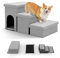 The Fellie Dog Steps for Bed, Dog Stairs for Small Medium Dogs Cats, Pet Stairs with Storage and Condo, 3-Steps Folding Dog Ramp, Non-Slip Safety Dog Steps for Old & Injured Pets, Grey, 80x43x42cm