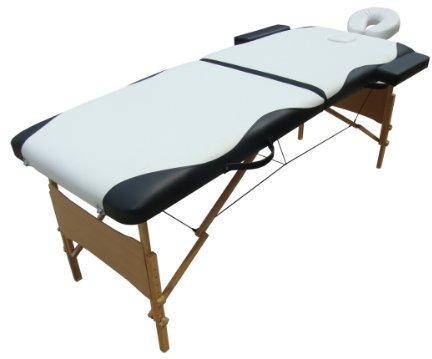 Mucola Massageliege Kosmetikliege 2 Zonen klappbar bis 250 kg Weiß/Schwarz