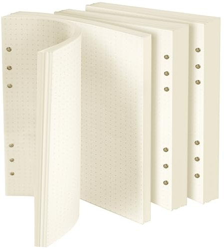 Vicloon Ricarica di Carta A5, 90 Fogli Ricariche di Compatibili con 6 Fori, Carta a Puntinati 21 * 14.2cm per Agende, Planner, Diari, Progetti Fai-da-te, A Righe, Schizzi, Pittura (Reticolo)