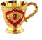 Elegante copa de vino de aluminio de 30 ml para bares y cenas, diseño retro con acabado liso (placa ovalada con taza roja)
