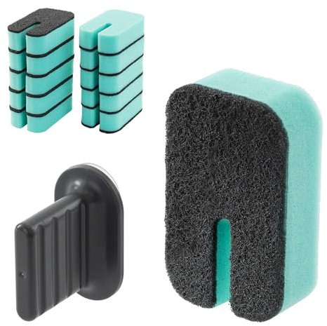 LIVIVO Dish Buddy – Pack of 10 Dual-Sided Non-Scratch Sponges with Holder, Reusable Kitchen Cleaning Sponges for Dishwashing, Bathroom, Sink, Worktops, Non-Abrasive and Durable