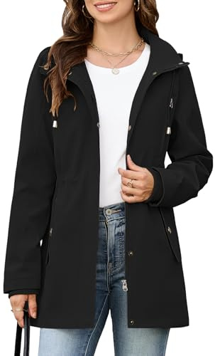 CMTOP Jacke Damen Leichte Atmungsaktiv Jacken Casual Übergangsjacke Winddicht Parka Jacket Zip Up Blouson Mantel mit Abzippbarer Kapuze für Frühling Sommer Herbst