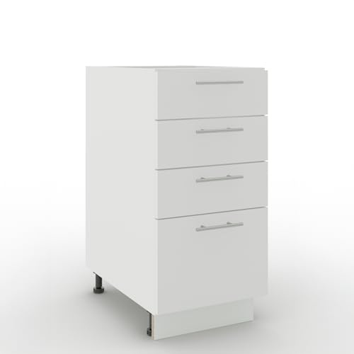 JD Greta Adjustable Kitchen Drawer Base Unit - 400mm - Drawer Cabinet with Fronts (No Worktop) - White Matt