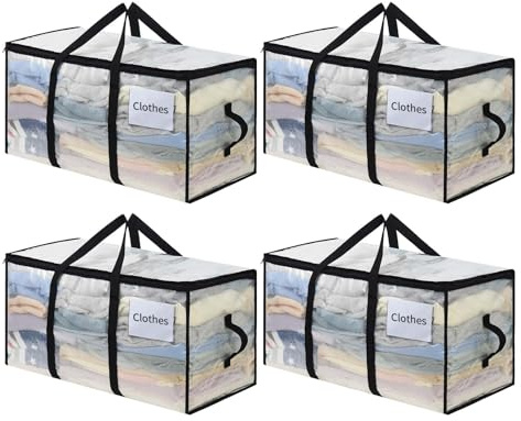 OTraki Scatole Trasloco, Borse Trasloco, Set di 4 Borse in Grandi per Traslochi e Viaggi Spostamenti e Conservazione, Spessa e Impermeabile, con Manici Rinforzati, per Vestiti e Biancheria da Letto