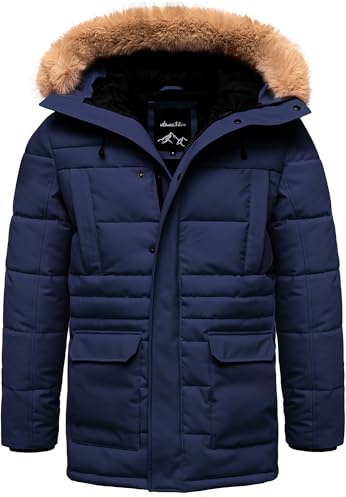 Amaci&Sons Herren Gefütterte Dicke Winter Jacke Mantel Parka mit Kapuze 9136