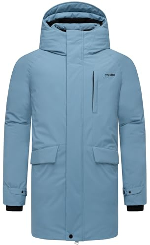 STONE HARBOUR Herren warmer langer Wintermantel mit magnetischer Abdeckleiste und Brusttasche Emriis XX S-3XL