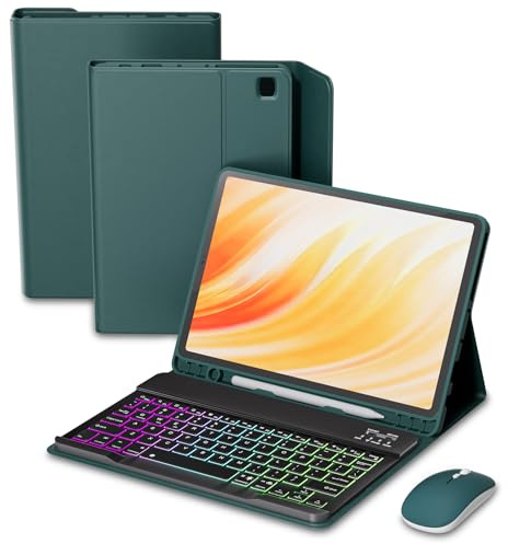 VLEAQC Case Keyboard for Amazon Kindle Fire HD 10&10 Plus 11/13th Gen 10.1 inch 2021&2023, Detachable Wireless Backlit Keyboard with Mouse, Lightweight Stand Cover with Pen Holder (Green)