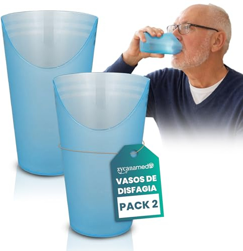 ZYCANAMED Vaso Disfagia Recortado Con Hueco Para nariz escotado Anti Atragantamiento Vaso Ortopédico Para Discapacitados - 2 Unidades (Polipropileno (PP) (Vasos)
