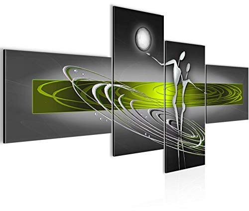 Runa Art Wandbilder Set XXL Abstrakt Figuren Wohnzimmer Schlafzimmer Grün Grau 4 Teilig - Made in Germany - 301245c