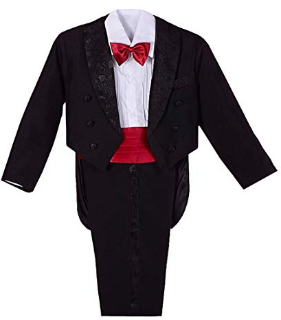 Lito Angels Baby Jungen 5-teiliges Smoking-Anzug-Set, Schwarz/Weiß | Klassischer Frack, 5-teilig: Sakko, Weste, Hemd, Hose, Fliege, Hochzeit，Formeller Anlass