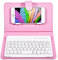 VBESTLIFE Universal Wireless Bluetooth Tastatur Flip Hülle mit Stand für iOS/Android Handys(rosa)