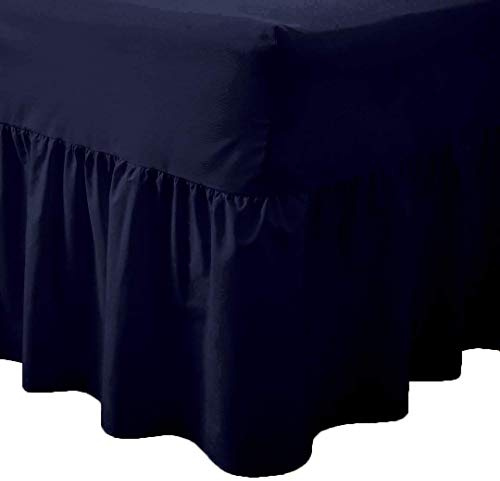 R&Z Luxuary Plain Polycotton Fitted Valance Sheet SIngle, DOuble, King, Super King (Navy Blue, King)