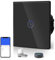 BSEED Interruptor de Luz Táctil Inteligente WIFI, Interruptor Táctil de Pared con Panel de Cristal Compatible con Alexa/Tuya/Smart Life (Requiere Cable Neutro) 1 Gang 1 Vía Negro
