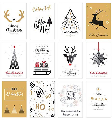 Edition Seidel Set 12 exklusive Premium Weihnachtskarten mit Umschlag. Doppelkarten/Klappkarten mit Briefumschlag. Weihnachten Karte Postkarte Weihnachtspostkarte