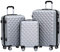 BEIBYE Zwillingsrollen 2066 Hartschale Trolley Koffer Reisekoffer Gepäck M-L-XL-Set (Silber, Set)