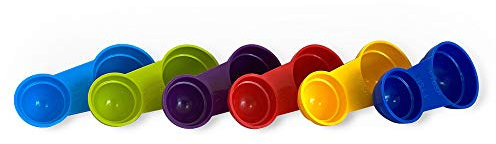 WePrep Measuring Spoon Set | Beautifully Bright Colours | Compact 4 in 1 Design | Proudly Made in The UK (Light Blue, Green, Purple, Red, Yellow & Dark Blue, Set of 6)