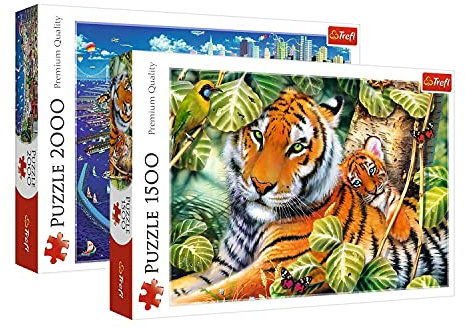 Trefl, Puzzle Set, San Francisco Bay, 2000 Teile + Zwei Tiger. 1500 Teile, Premium Quality, für Erwachsene und Kinder ab 12 Jahre