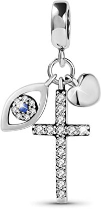 GNOCE Verteidiger der Liebe Anhänger Charm 925 Sterling Silber Kreuz Perlen Beads Fit Armband/Halskette Geschenk Für Frauen Mädchen Tochter