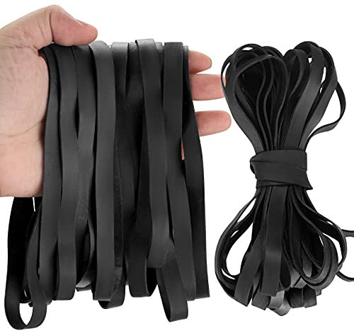 AoyfuwellGummibänder, 50 Stück große Elastische Gummiringe, Schwarz 10mm Breit Rubber Band Gummiband, Gummi Spannband Mülleimer Bänder für Büro, Zuhause, Schulbedarf