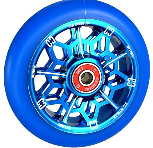 Scooters Core Hollowcore V2 Stunt-Scooter Wheel 110mm Tret Roller Ersatz Rolle + Fantic26 Sticker (Schwarz/Pu Rot)