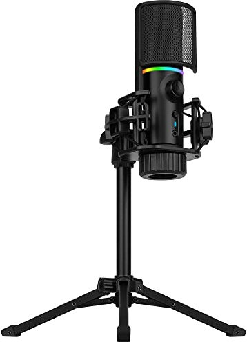 streamplify Mic Arm Microfono Streaming con Trípode - Micrófono PC USB Incluye Pie de Microfono - Modos de iluminación RGB - Captación cardioide
