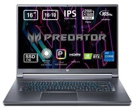 Predator Triton 500 SE PT516-51s-76N7 - Ordenador Portátil Gaming 16 HD 4K - 165 Hz (Intel Core i7-11800H, 16GB RAM, 1TB SSD, NVIDIA GeForce RTX 3070-8GB, Sin SO) Color Gris - Teclado QWERTY Español