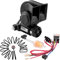 FARBIN Kit pour klaxon 12 V 150 dB pour voiture/camion avec câblage et interrupteur à bouton-poussoir (12 V, klaxon noir avec bouton)