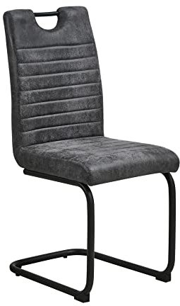 Casa Vital Esszimmerstuhl TOPOLOGI, 2er-Set, 42x57x97 cm, anthrazit, Rückenlehnengriff zum einfachen Bewegen, gepolstert, Metallgestell, pulverbeschichtet, 120 kg. max. Belastung,