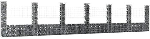 Panier de gabion en forme de U avec 7 poteaux Fer 740x20x150 cm