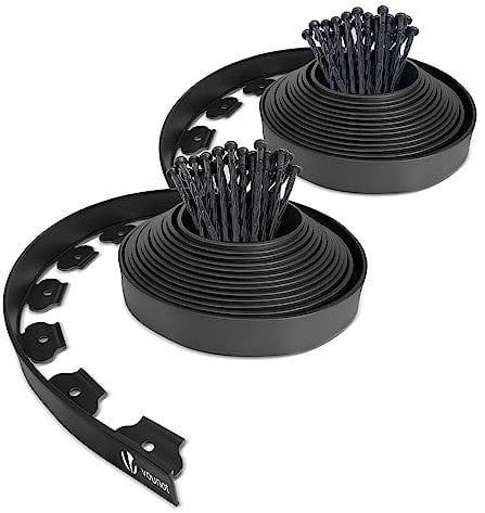 VOUNOT Flexible Rasenkante Kunststoff, mit 60 Erdanker, Länge 20m Höhe 5cm, Schwarz